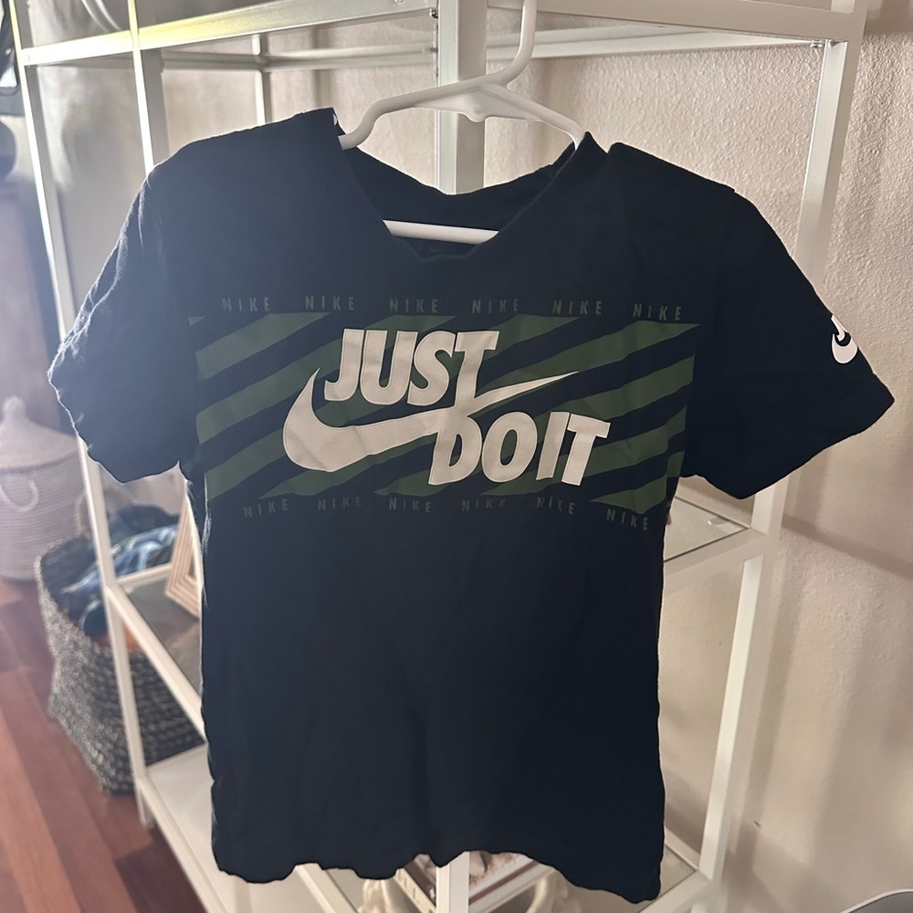 Nike Kids Black and Green Just Do It Tee